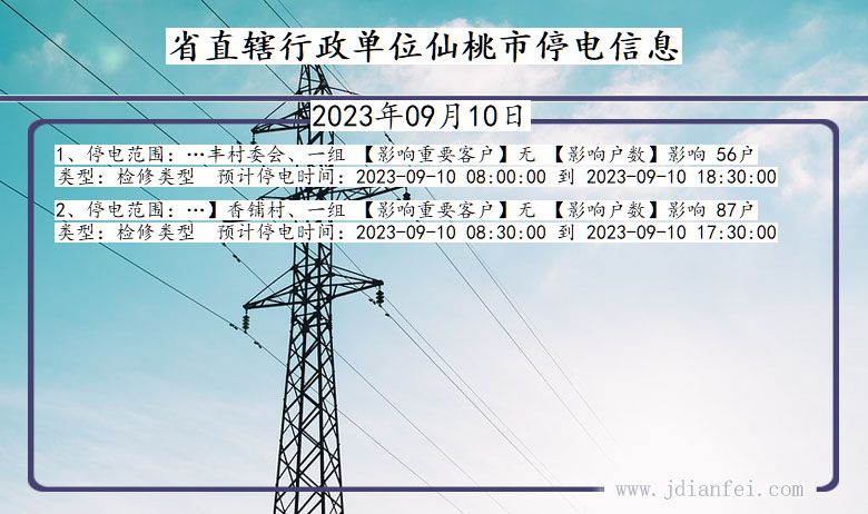 仙桃市最新停电公告通知